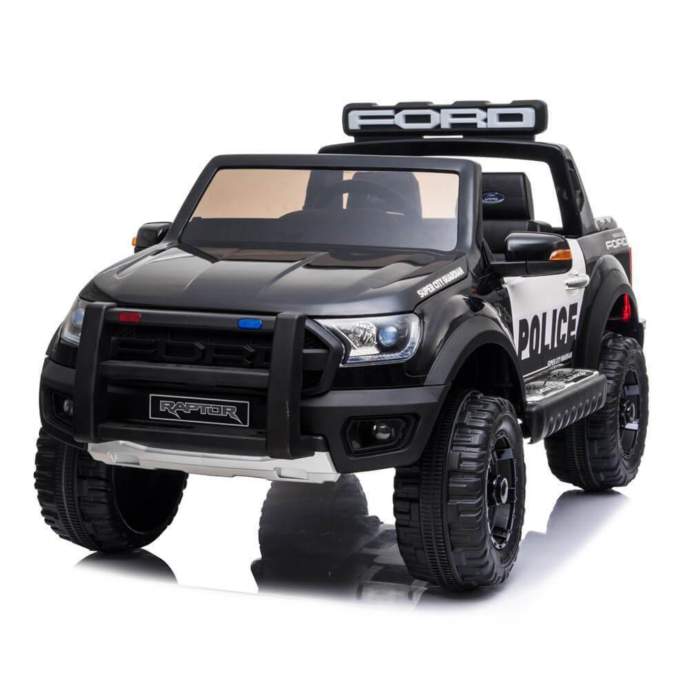 Police Ford Ranger Raptor Ute, 12V Electric Ride On Toy - Black - Ford Ride  On Cars