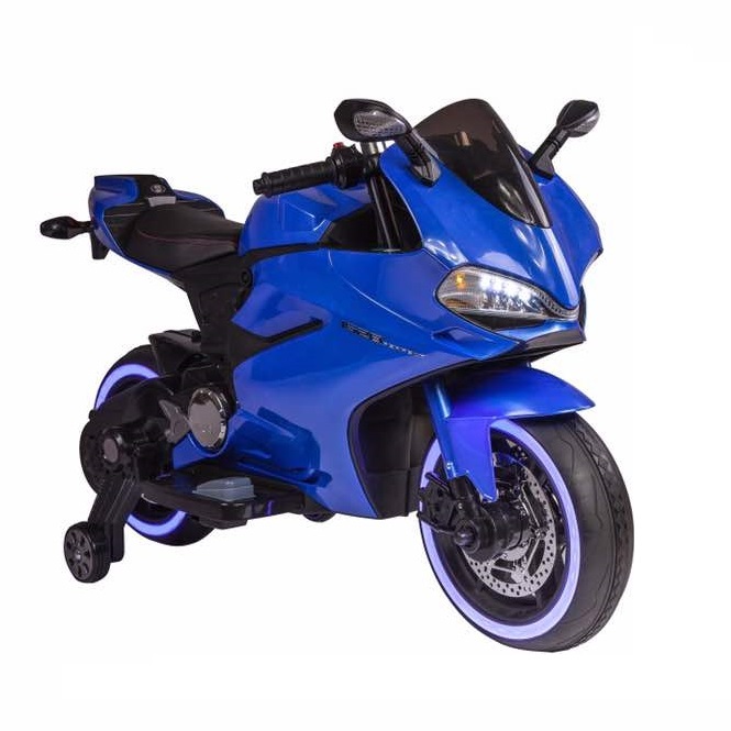 Blue motorbike toy shop
