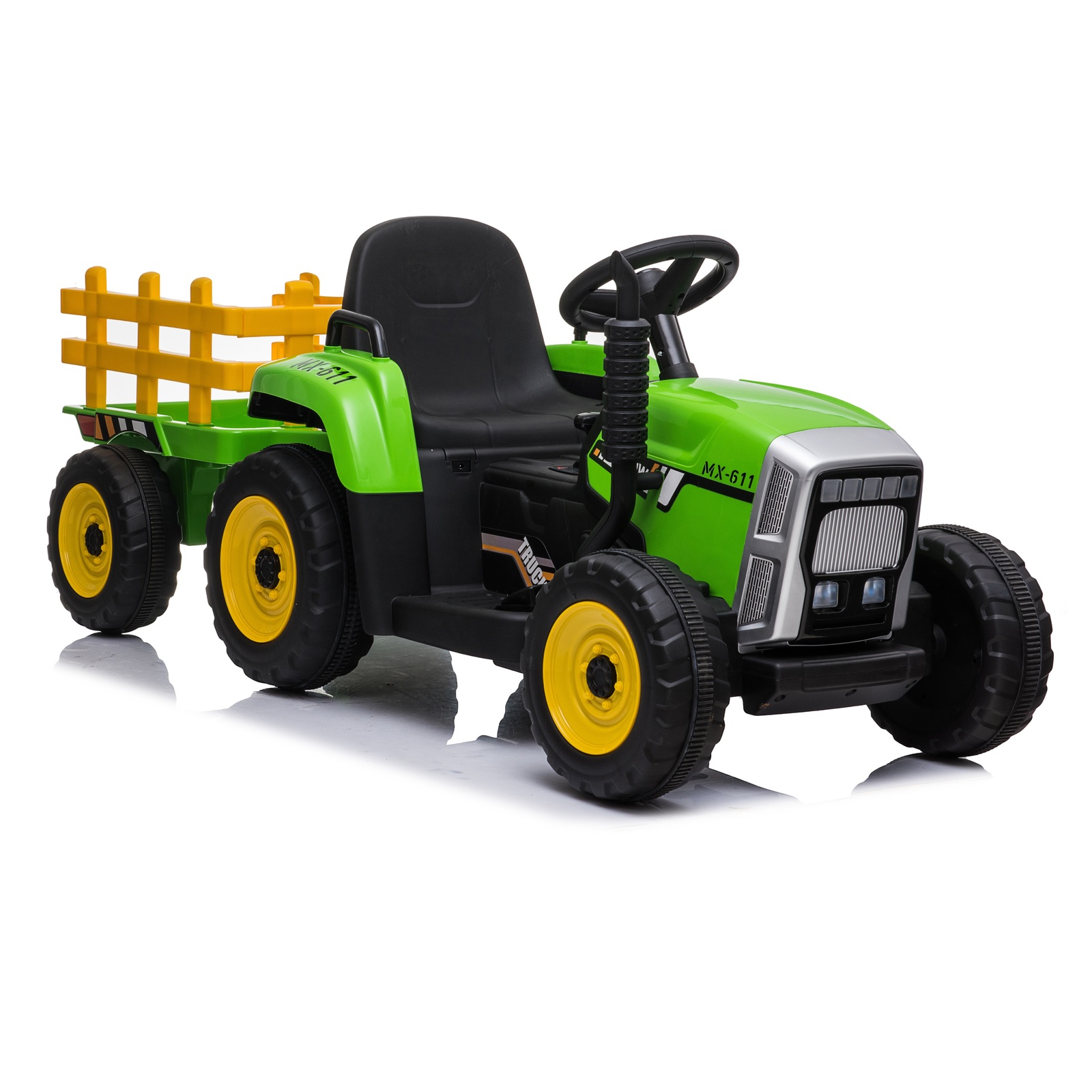 Electric 12V Kids Ride On Tractor Car Farm Truck Music with Big Trailer GREEN 