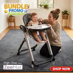 Little Riders Australia Comfort Baby High Chair - Grey + ZeeMats Dark Grey (Large) Bundle