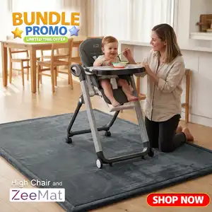 Little Riders Australia Comfort Baby High Chair - Grey + ZeeMats Dark Grey (Medium) Bundle