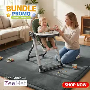 Little Riders Australia Comfort Baby High Chair - Green + ZeeMats Dark Grey (Large) Bundle