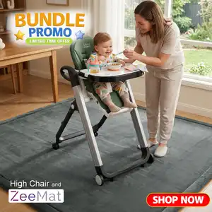 Little Riders Australia Comfort Baby High Chair - Green + ZeeMats Dark Grey (Medium) Bundle