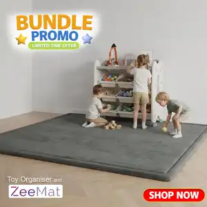 Toy Organiser Storage Rack with wheels, 9 bins and a shelf + ZeeMats Dark Grey (Large) Bundle