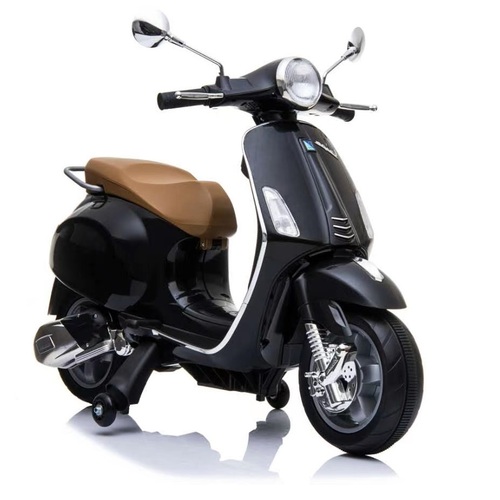 12V Kids Ride On Scooter Vespa Motorbike Electronic Toy - Black
