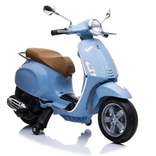 12V Kids Ride On Scooter Vespa Motorbike Electronic Toy - Blue