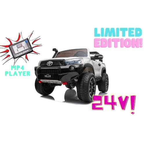 *Limited Edition* 24V Toyota Hilux Rugged, 4X2 2WD Ute Licensed Electric Ride On Toy for Kids *Limited Edition* - White