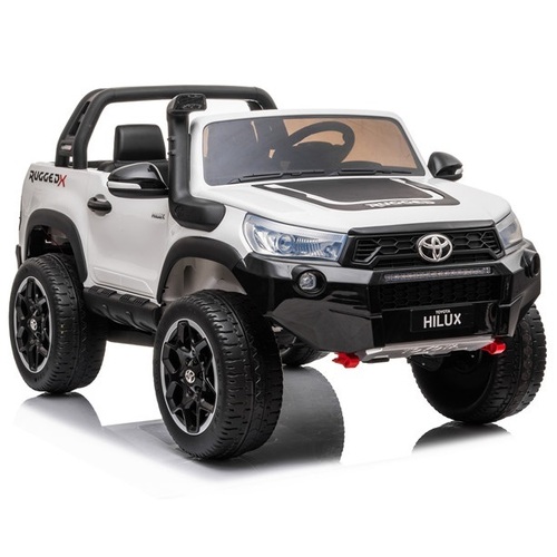 Toyota Hilux Rugged, 4x4 4WD Ute Licensed Electric Ride On Toy for Kids - White