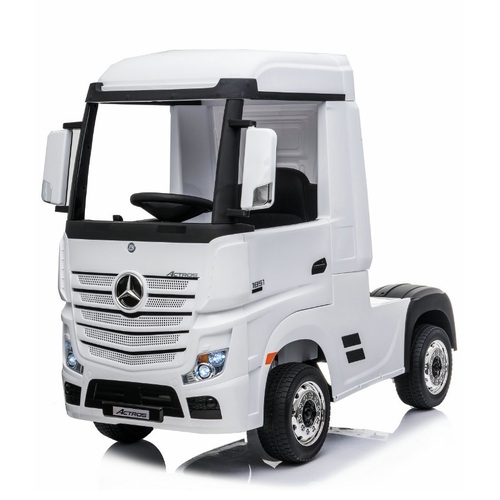 Mercedes-Benz Actros Race Truck, 12V Electric Ride On Toy - White