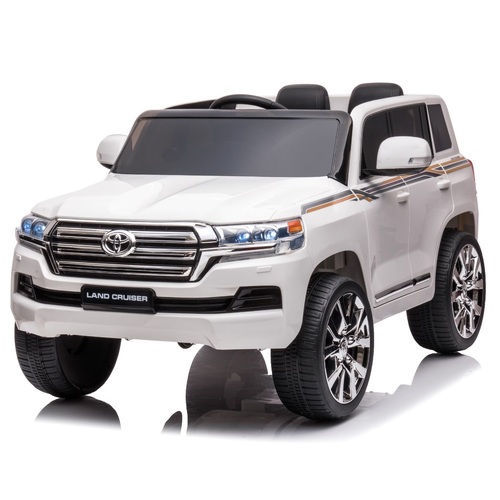 12V Licensed Toyota Land Cruiser Electric Ride on Car for kids with Remote control - White