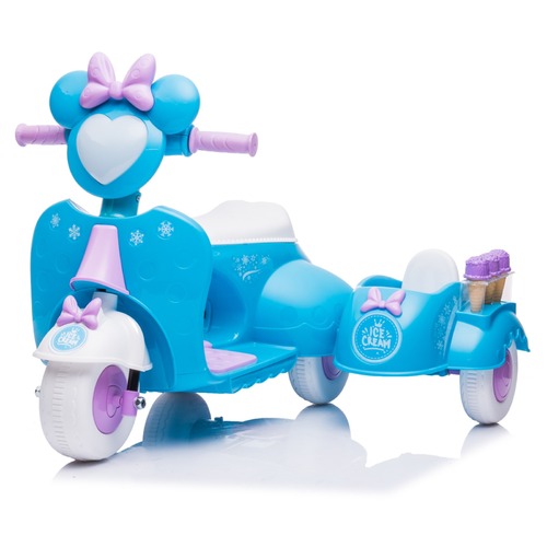 6V Ride On Scooter With Carriage For Toy Or Doll - Blue