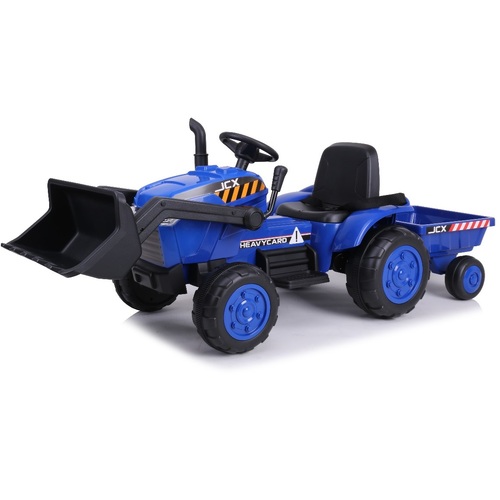 12V Farm Tractor Rambler With Trailer and front loader - Blue