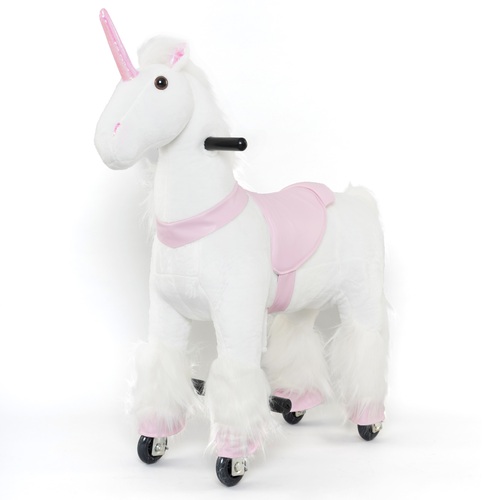 Unicorn Ride On Animal Toy for Kids, Pink and White - Large