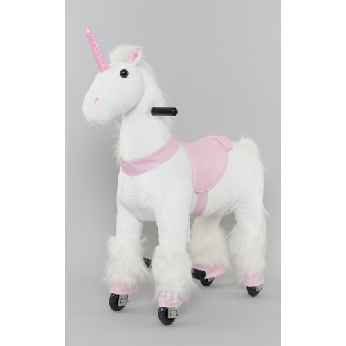 Unicorn Ride On Animal Toy for Kids, Pink and White - Small