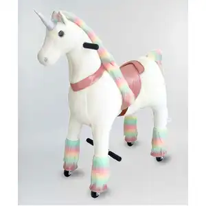 Little Riders Unicorn Ride-On Animal Toy for Kids - Rose Gold Seat with Colourful Plush Mane, Small - Pre-Order ETA 20 March 2026