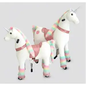 Little Riders Unicorn Ride-On Animal Toy for Kids - Rose Gold Seat with Colourful Plush Mane