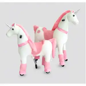 Little Riders Unicorn Ride-On Animal Toy for Kids - Pink Seat with Pink Plush Mane