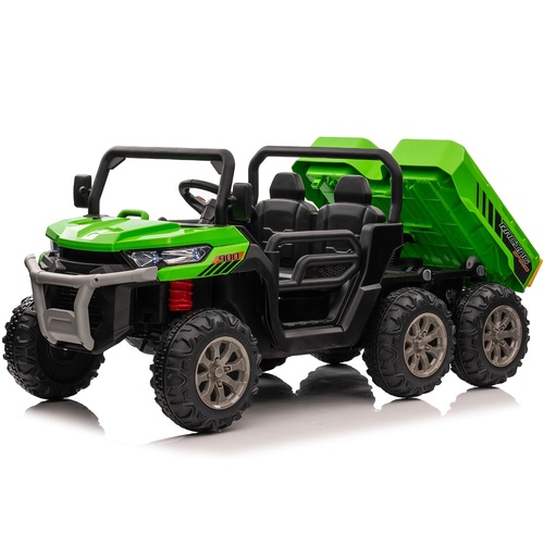 24V Ride-On Construction Truck with Electric Tipping Bed - Green - Pre-Order ETA 14 February 2024