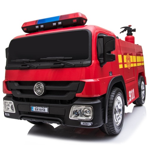 Fire Rescue Truck, 12V Electric Ride On Toy for Kids - Red